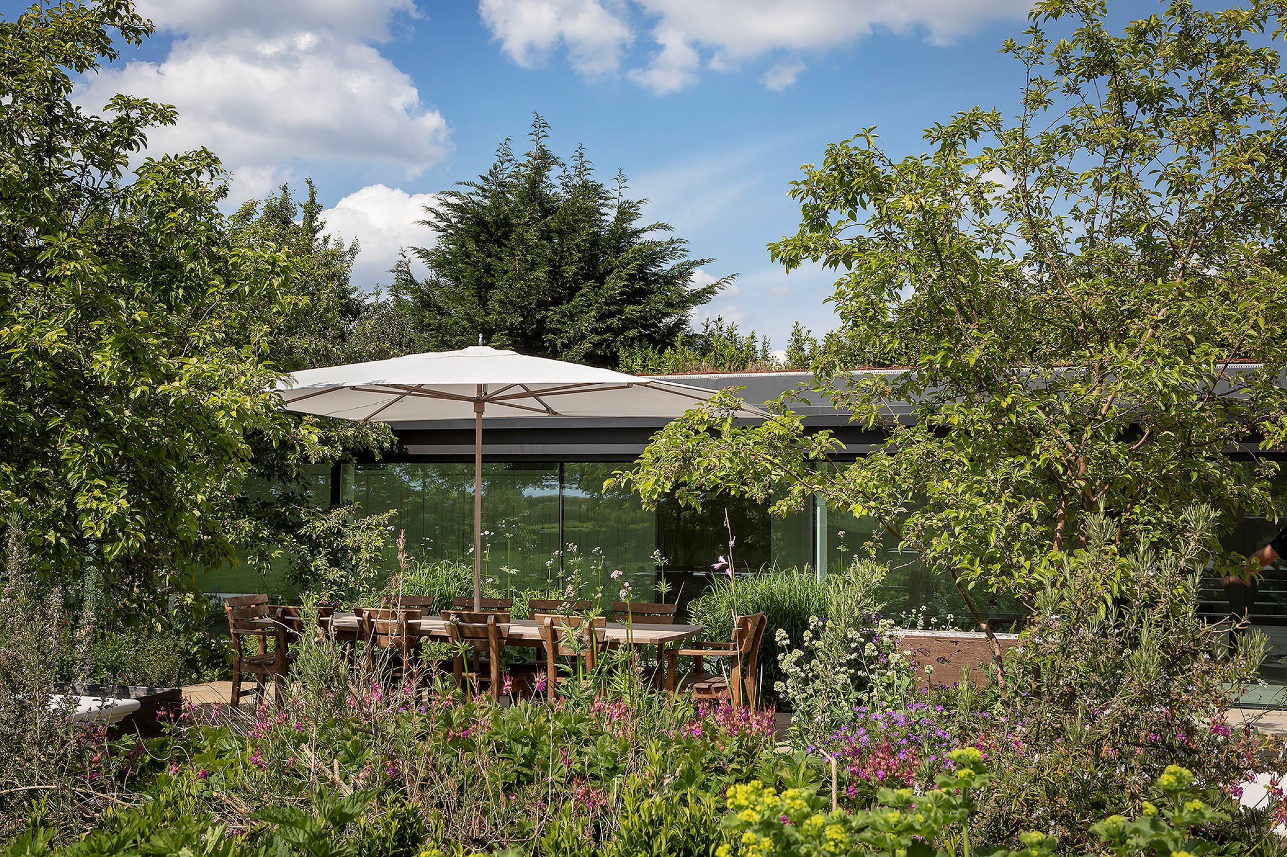 Torban Hall pool house terrace exterior 2500