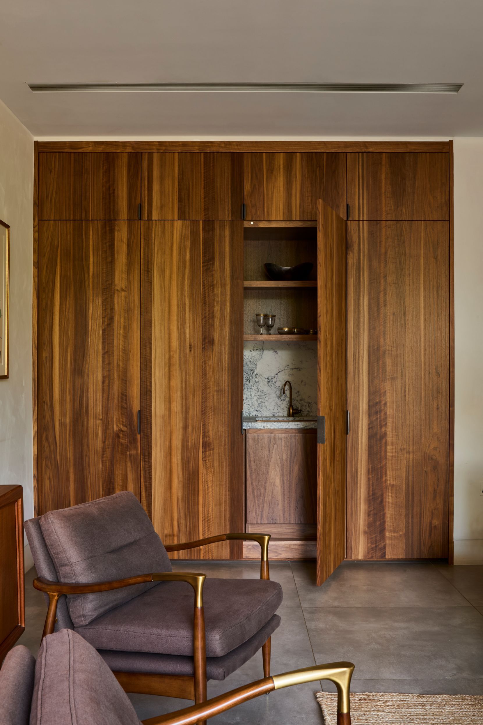 Fredericks 043 Lounge Room Walnut Cabinet Secret Bar Joinery website